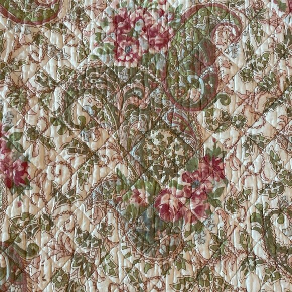 Quilted Floral Paisley Pillow Shams  Cottagecore Country Shabby Chic Romantic - Picture 4 of 11